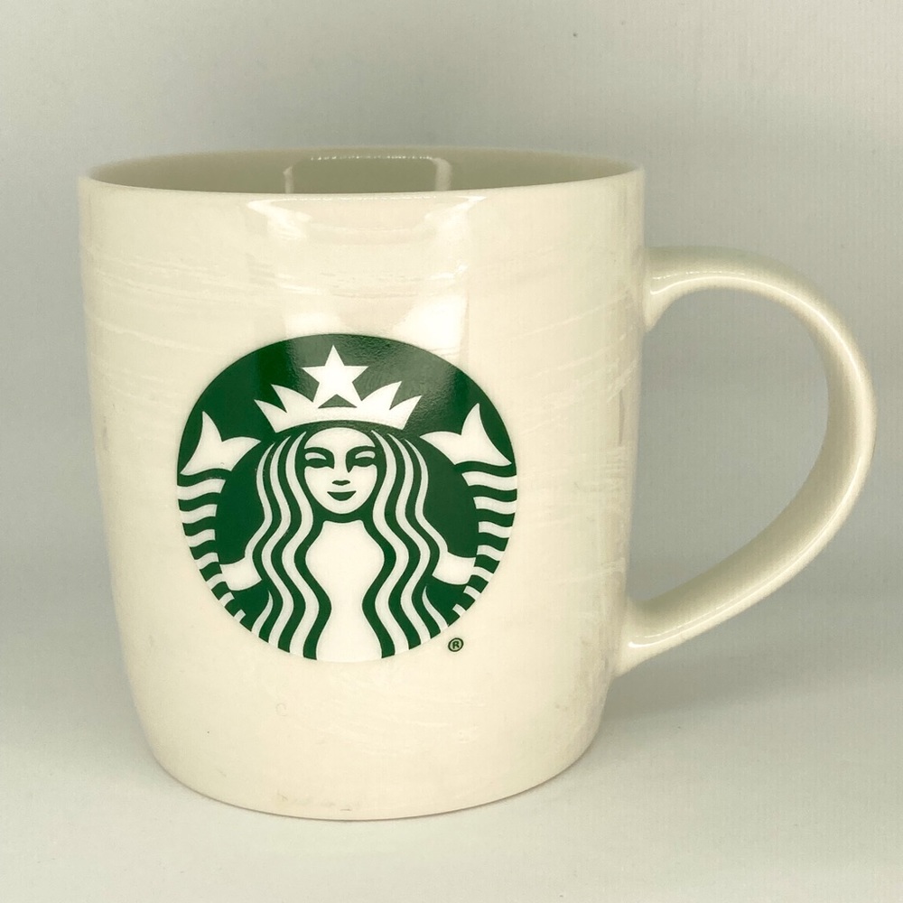 CLEARANCE! Unused Starbucks White Cup Green Logo White Swirl 12oz New Bone China